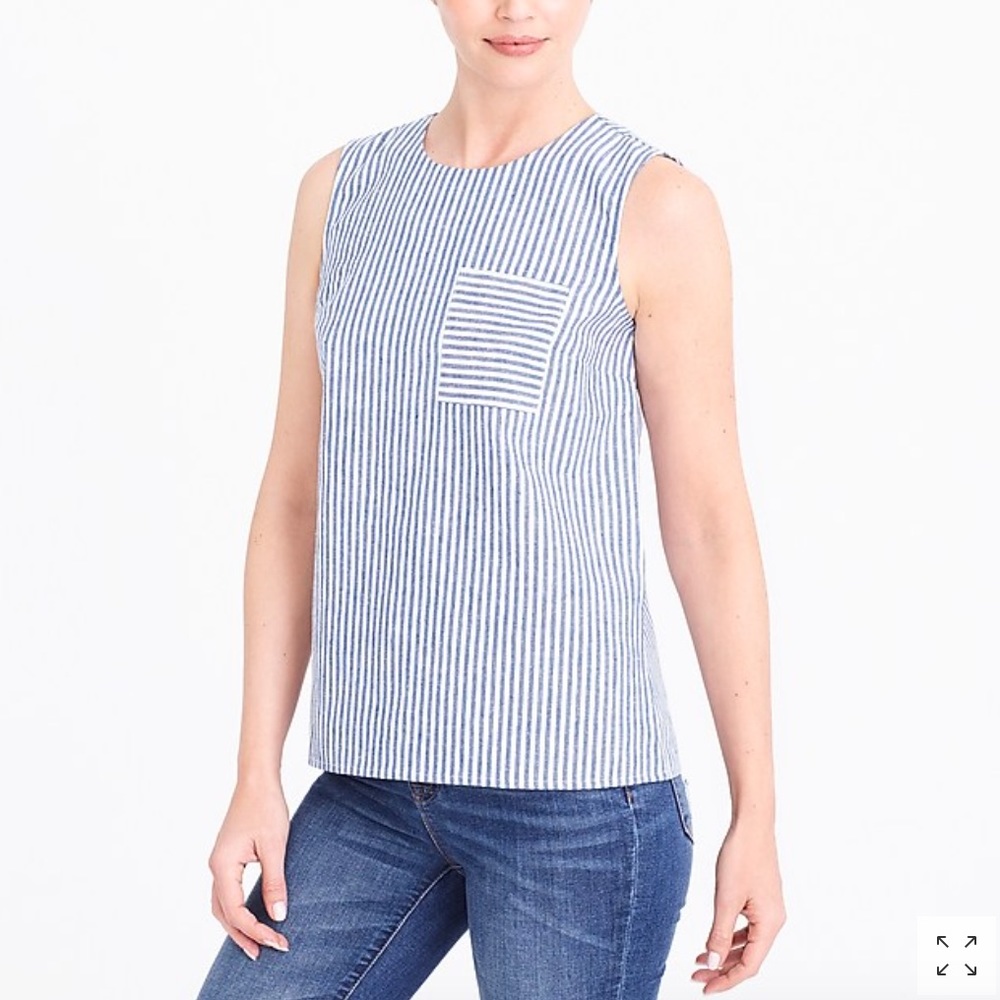 NWT J Crew Blue Ivory Sleeveless Top